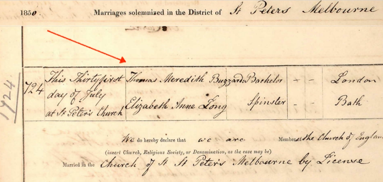 Marriage Certificate of Thomas and Elizabeth